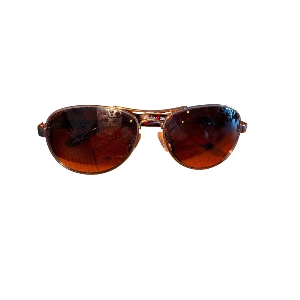 Rose Gold Aviator Sunglasses Brown Gradient Lens Floral Temple